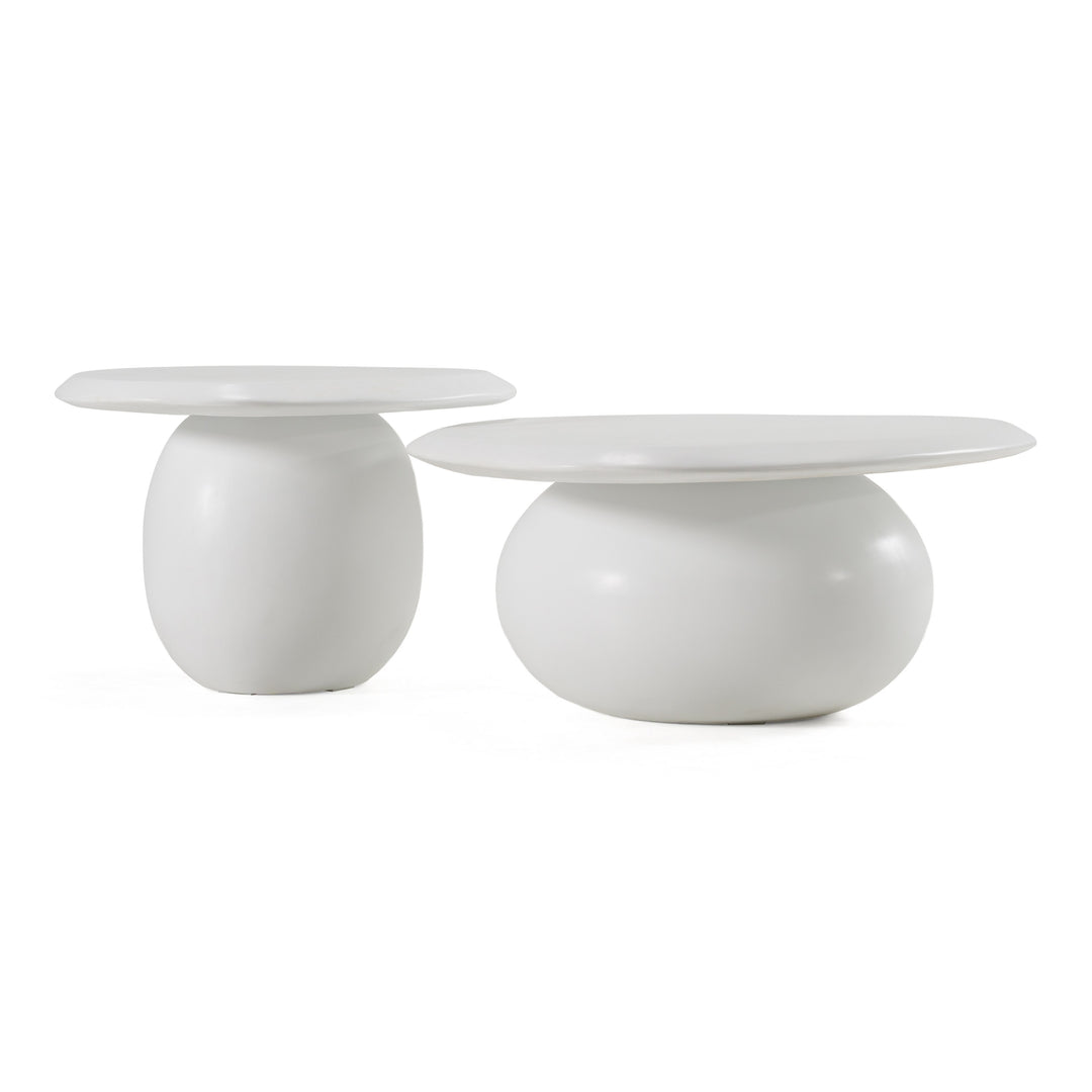 Kalvin - Modern Ivory Concrete Nesting Coffee Table Set