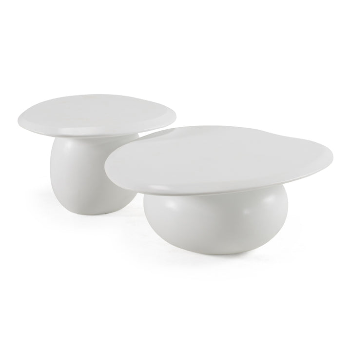 Kalvin - Modern Ivory Concrete Nesting Coffee Table Set