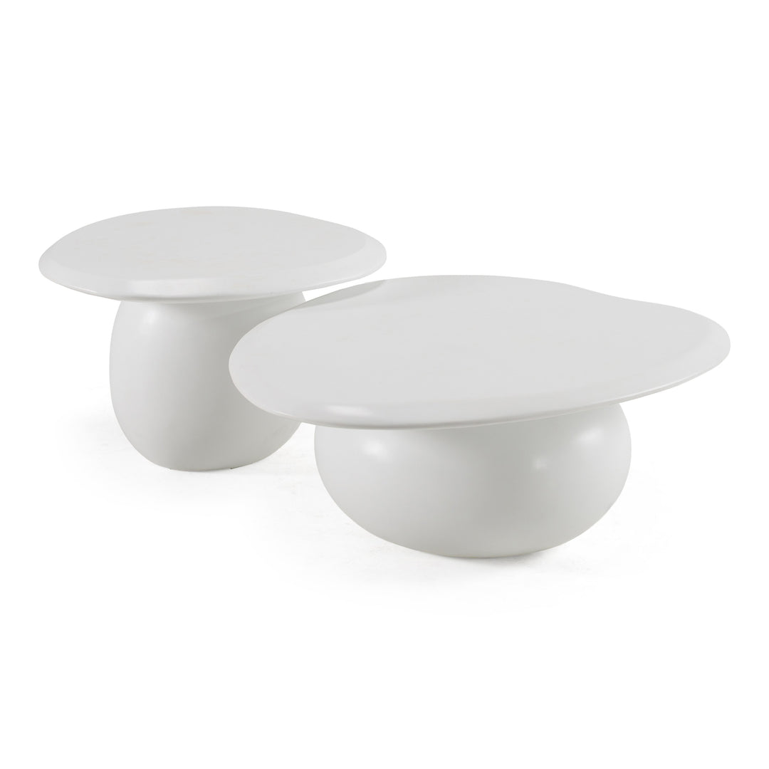 Kalvin - Modern Ivory Concrete Nesting Coffee Table Set