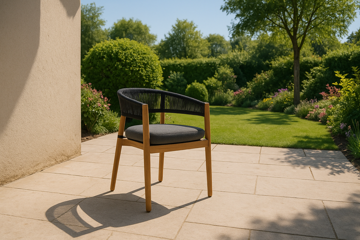 Kamari - Outdoor Grey Olefin Fabric + Teak Dining Chair (Set of 2)