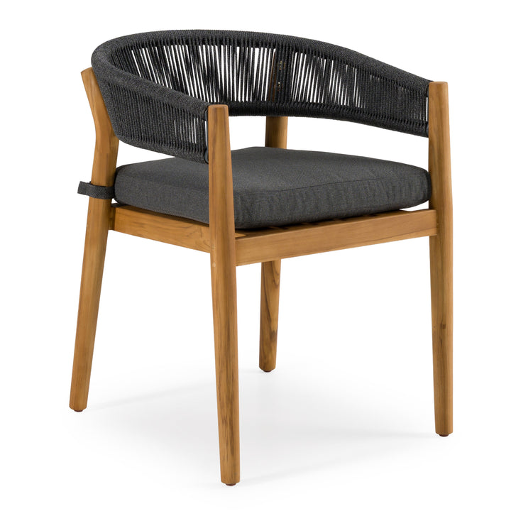Kamari - Outdoor Grey Olefin Fabric + Teak Dining Chair (Set of 2)
