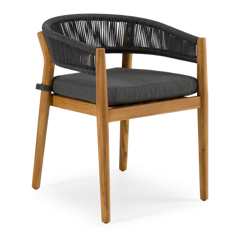 Kamari - Outdoor Grey Olefin Fabric + Teak Dining Chair (Set of 2)