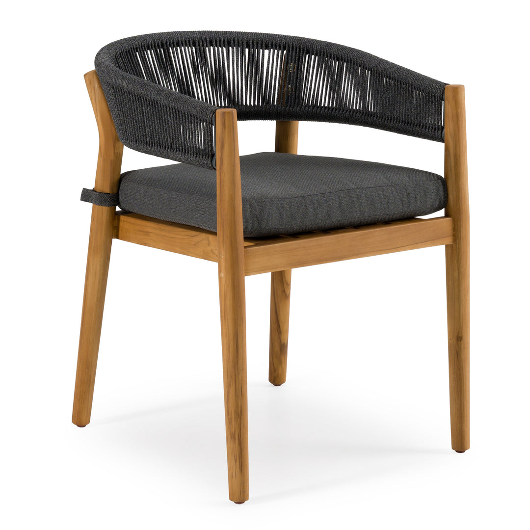 Kamari - Outdoor Grey Olefin Fabric + Teak Dining Chair (Set of 2)