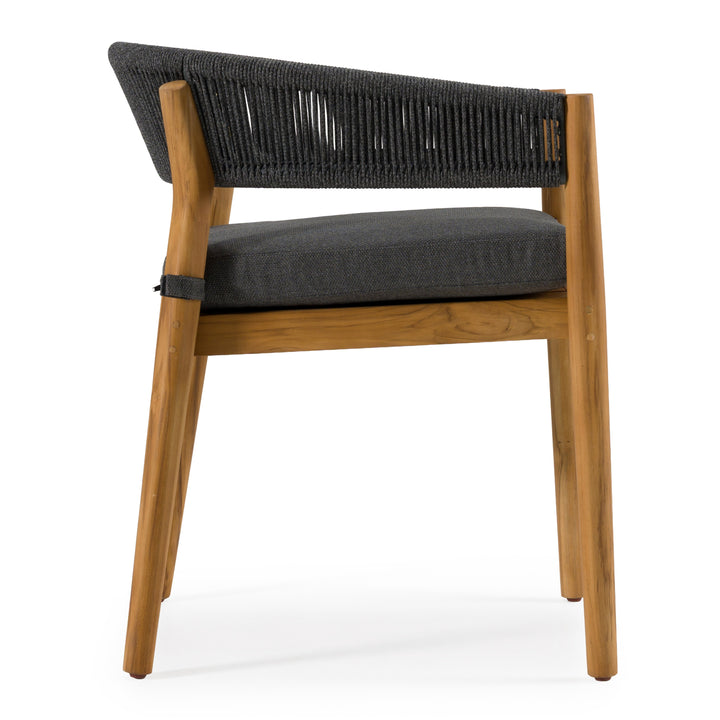 Kamari - Outdoor Grey Olefin Fabric + Teak Dining Chair (Set of 2)