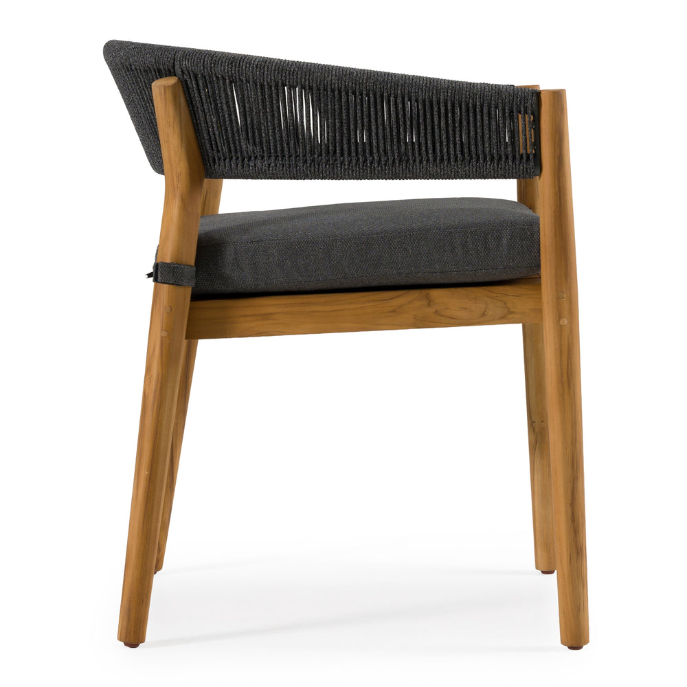 Kamari - Outdoor Grey Olefin Fabric + Teak Dining Chair (Set of 2) - View 3