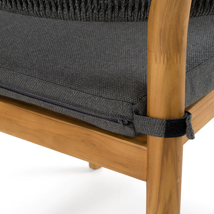 Kamari - Outdoor Grey Olefin Fabric + Teak Dining Chair (Set of 2)