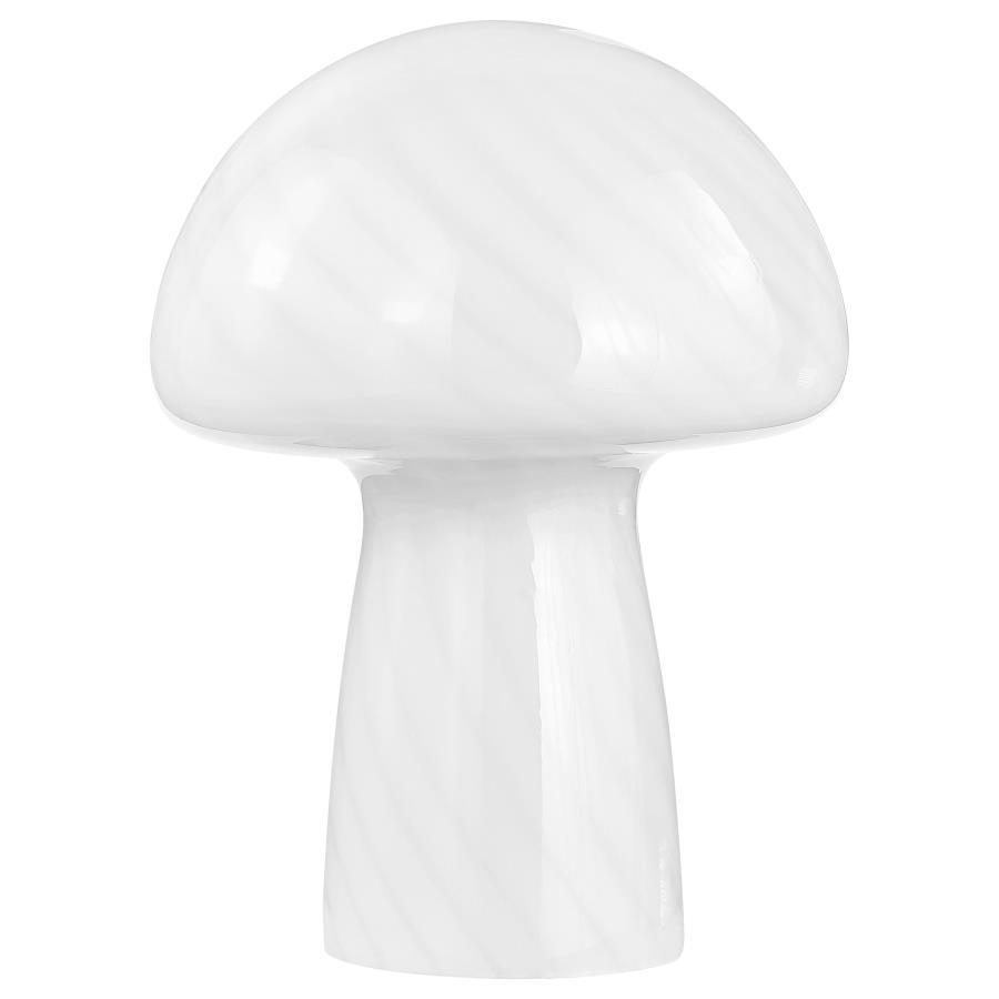 Kanaby - Mushroom Shaped Glass Bedside Table Lamp - White Table Lamps modern furniture Contempo Furniture