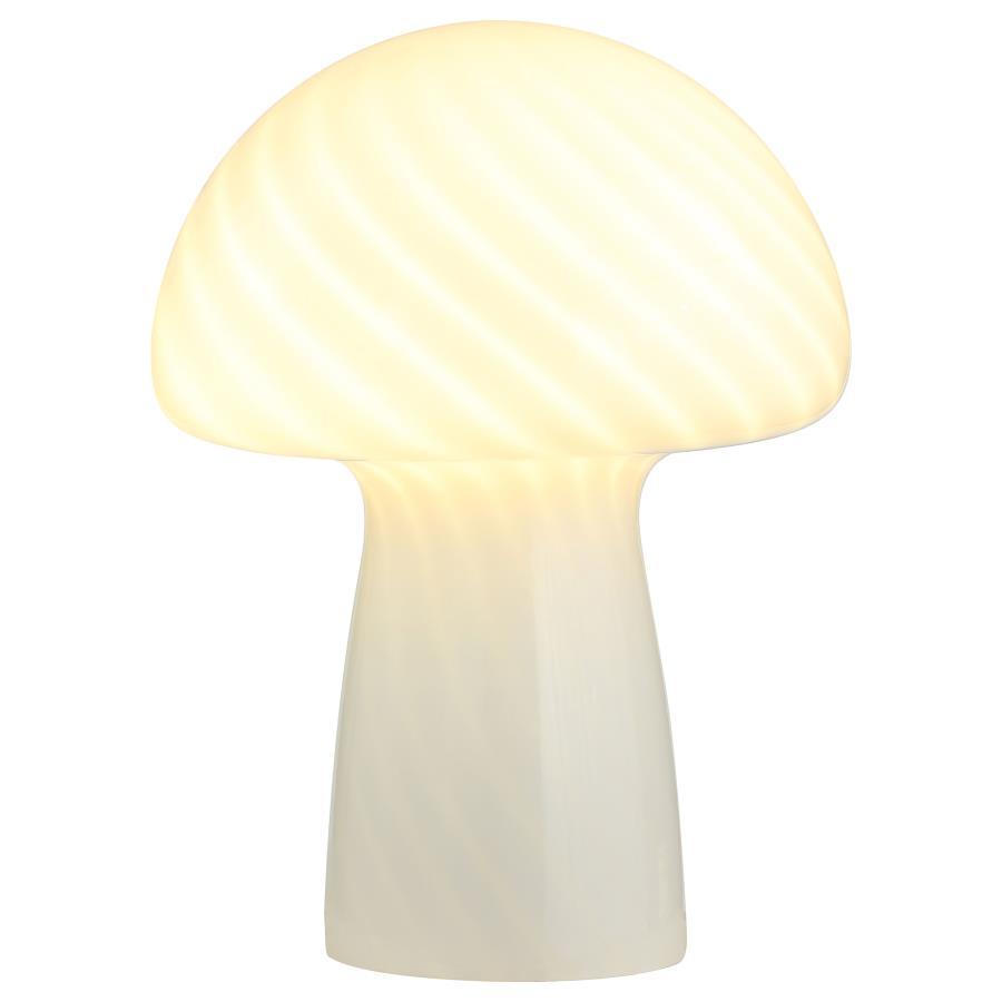 Kanaby - Mushroom Shaped Glass Bedside Table Lamp - White Table Lamps modern furniture Contempo Furniture