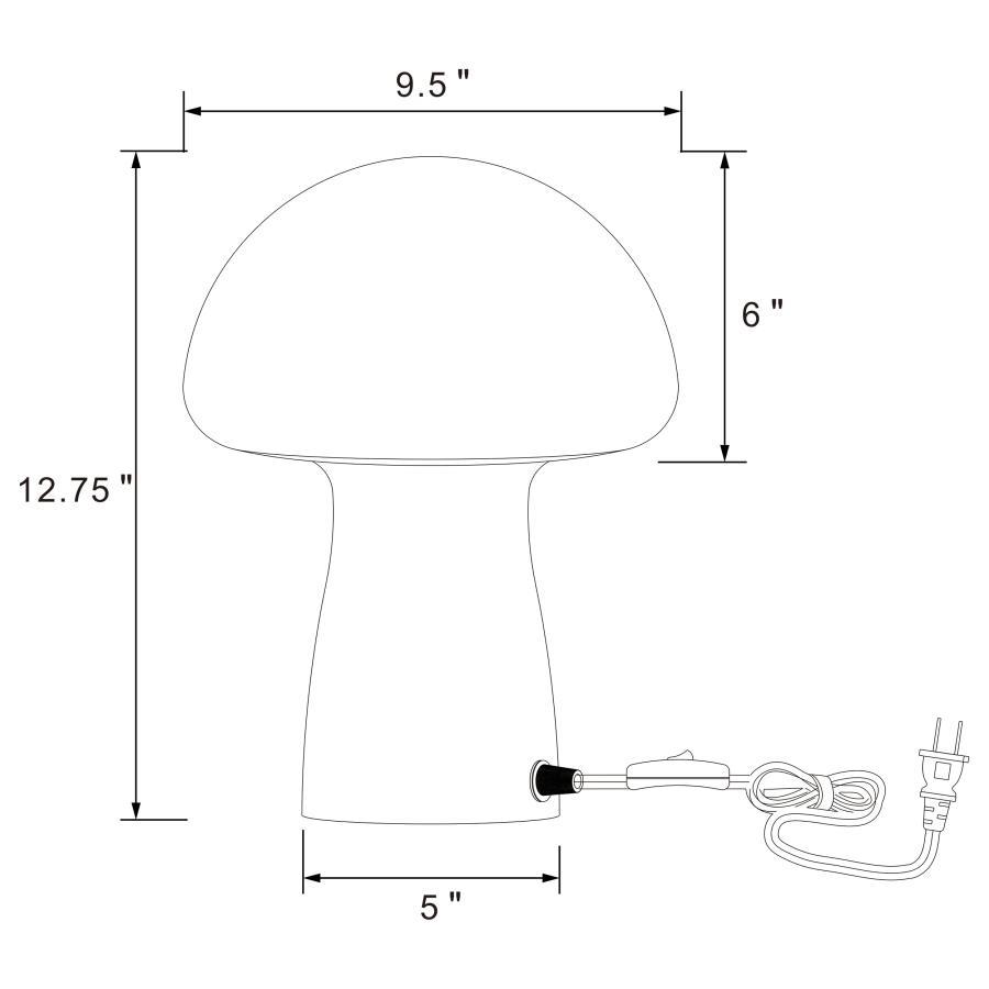 Kanaby - Mushroom Shaped Glass Bedside Table Lamp - White Table Lamps modern furniture Contempo Furniture