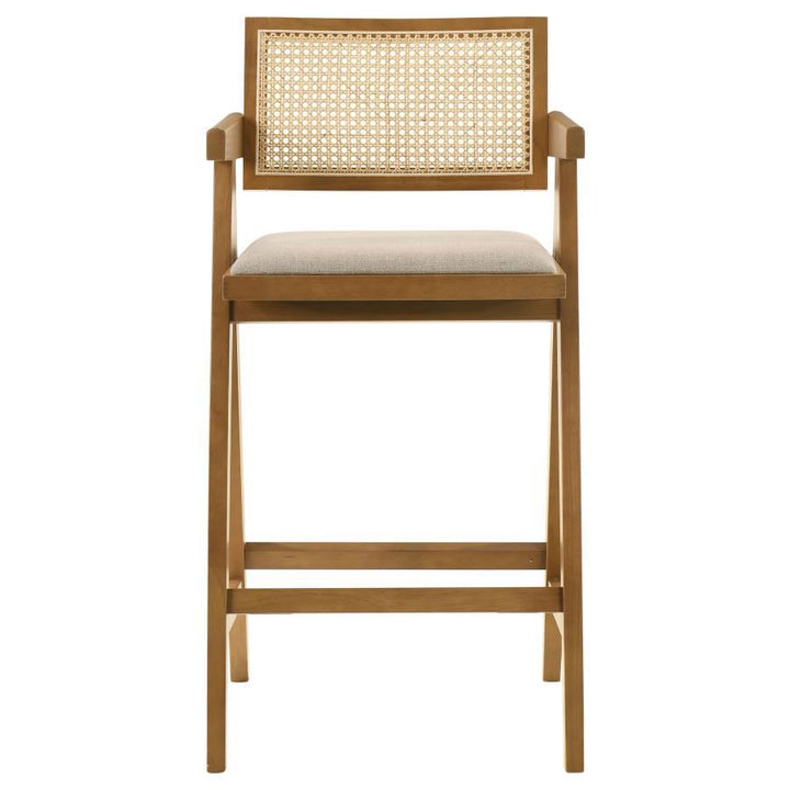 Kane - Woven Rattan Wood Bar Chair (Set of 2) - Light Walnut Stool Set modern furniture Contempo Furniture