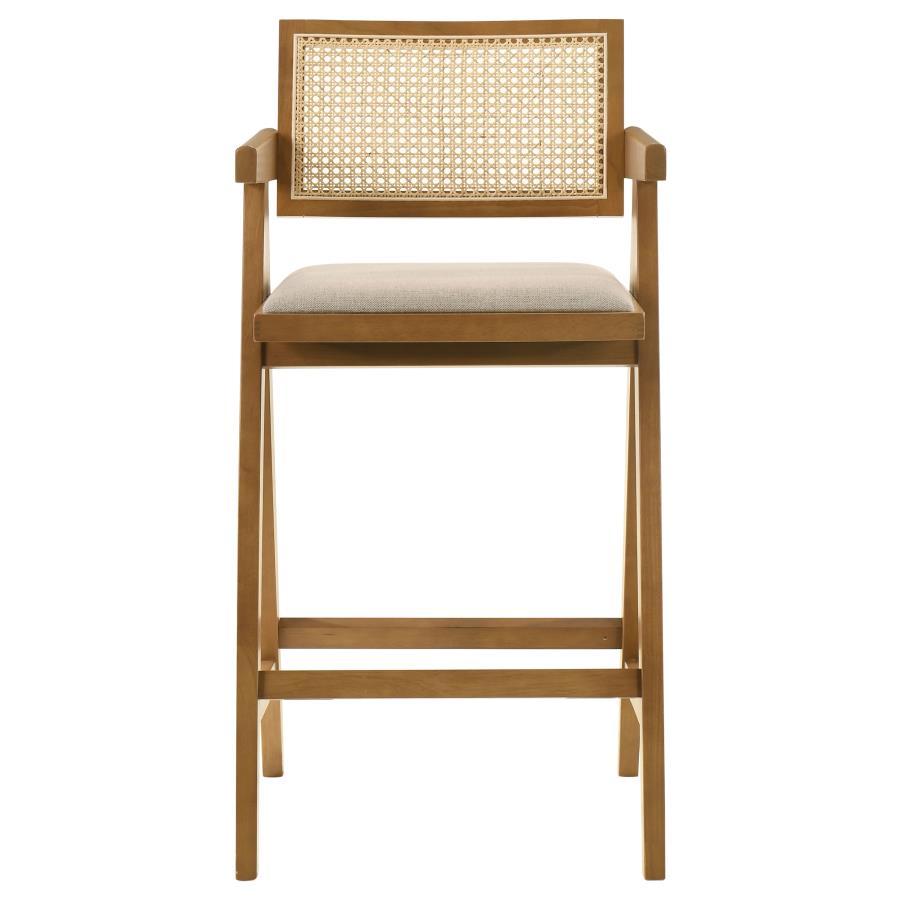 Kane - Woven Rattan Wood Bar Chair (Set of 2) - Light Walnut Stool Set modern furniture Contempo Furniture