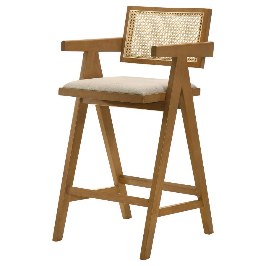 Kane - Woven Rattan Wood Bar Chair (Set of 2) - Light Walnut Stool Set modern furniture Contempo Furniture