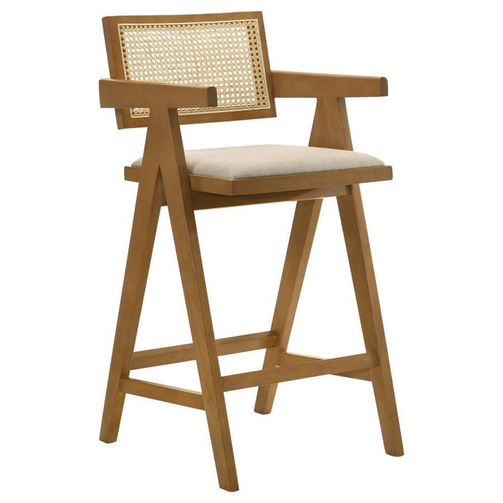 Kane - Woven Rattan Wood Bar Chair (Set of 2) - Light Walnut Stool Set modern furniture Contempo Furniture