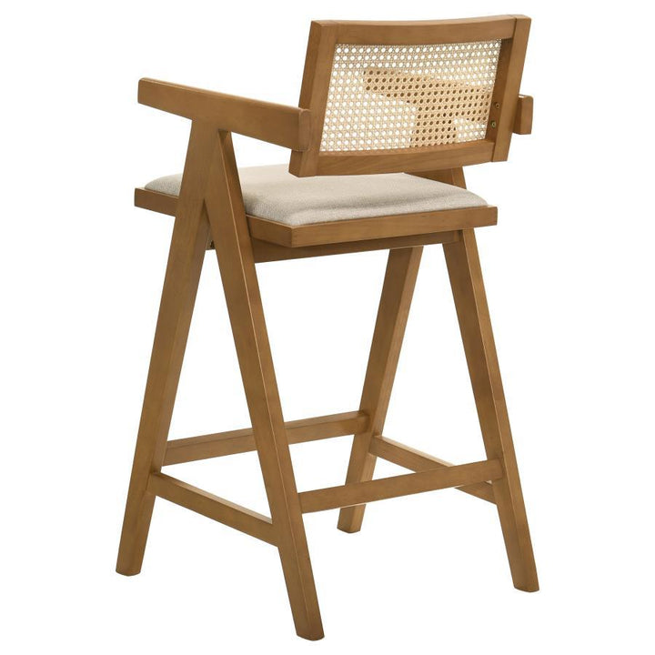 Kane - Woven Rattan Wood Bar Chair (Set of 2) - Light Walnut Stool Set modern furniture Contempo Furniture