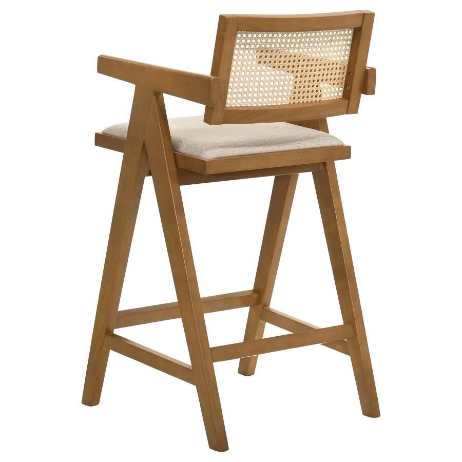 Kane - Woven Rattan Wood Bar Chair (Set of 2) - Light Walnut Stool Set modern furniture Contempo Furniture