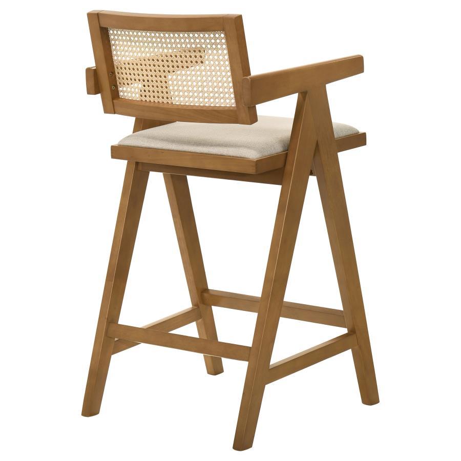 Kane - Woven Rattan Wood Bar Chair (Set of 2) - Light Walnut Stool Set modern furniture Contempo Furniture