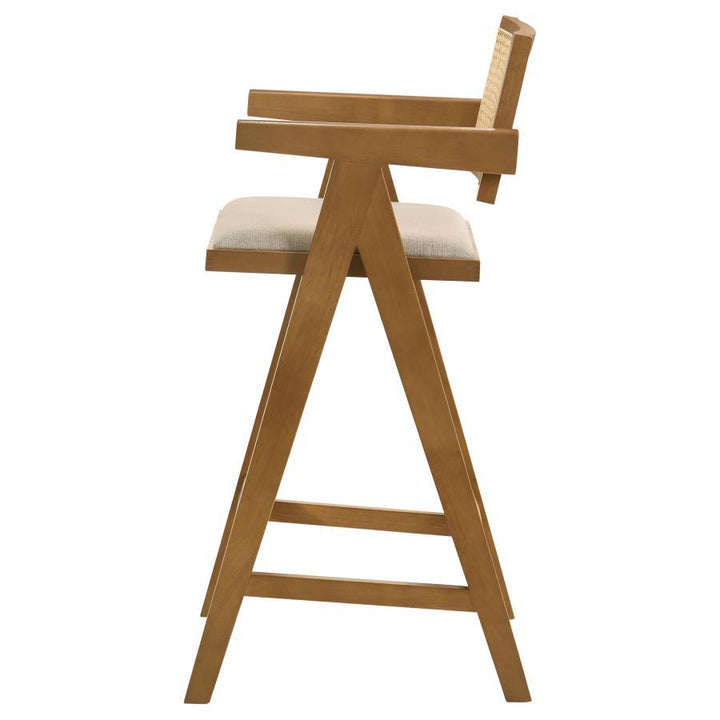 Kane - Woven Rattan Wood Bar Chair (Set of 2) - Light Walnut Stool Set modern furniture Contempo Furniture