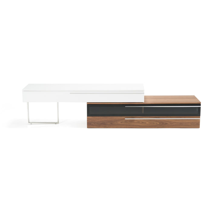 Karlstad - Modern White + Walnut TV Stand