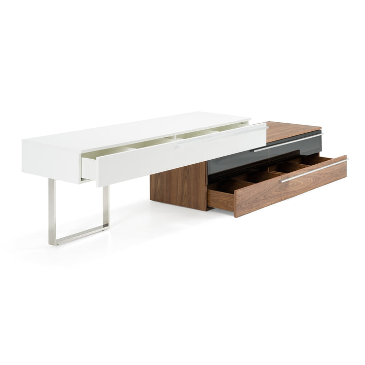 Karlstad - Modern White + Walnut TV Stand