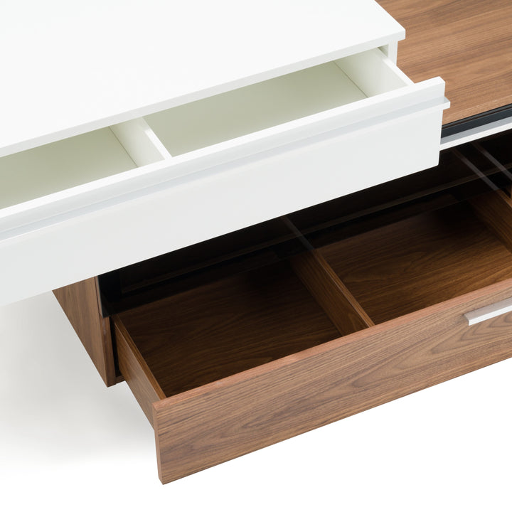 Karlstad - Modern White + Walnut TV Stand