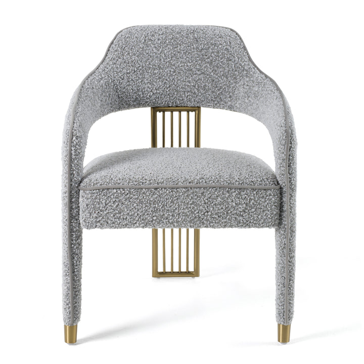 Kasem  Modern Grey Fabric + Gold Dining Chair