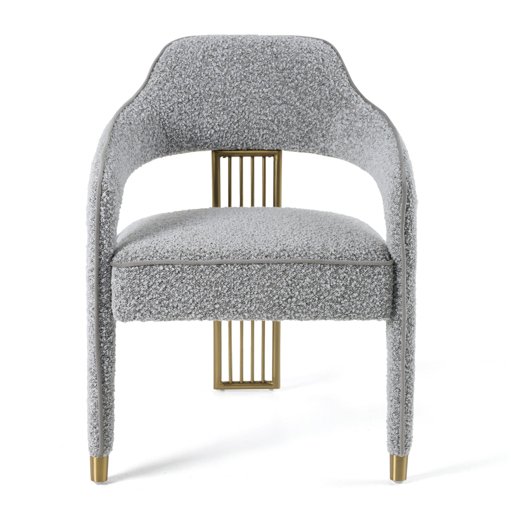 Kasem - Modern Grey Fabric + Gold Dining Chair - View 2