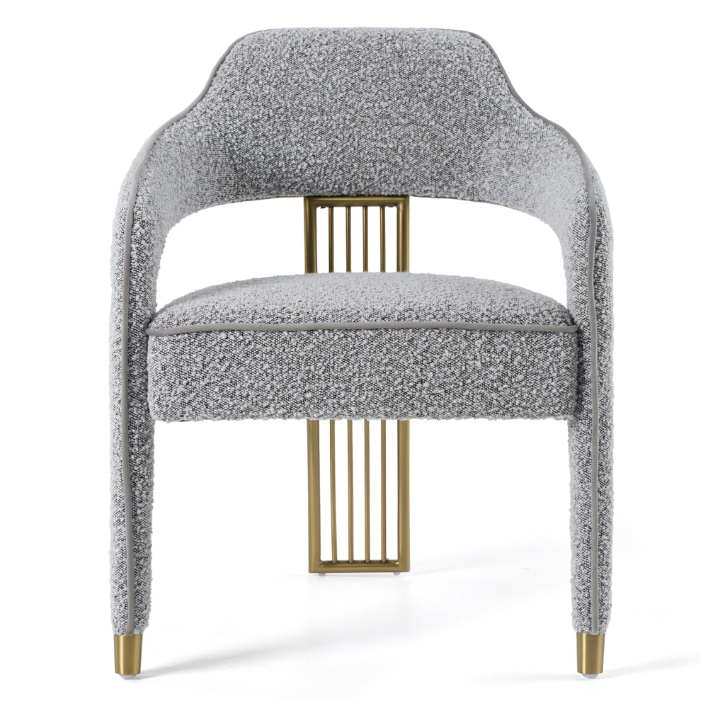 Kasem - Modern Grey Fabric + Gold Dining Chair - View 3