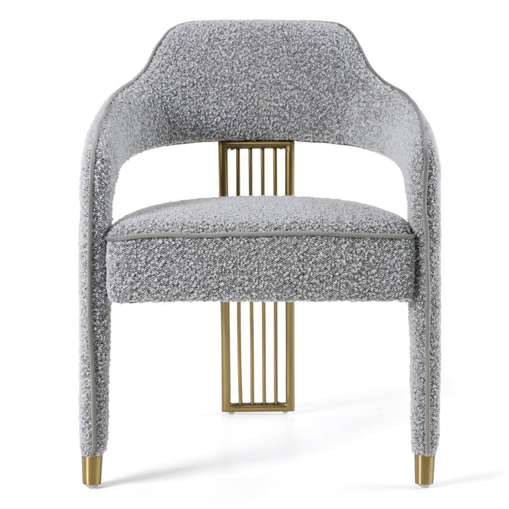 Kasem  Modern Grey Fabric + Gold Dining Chair