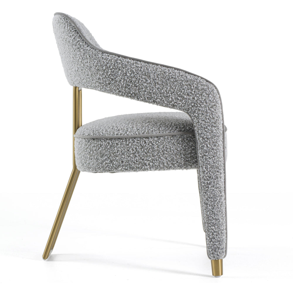Kasem - Modern Grey Fabric + Gold Dining Chair - View 4