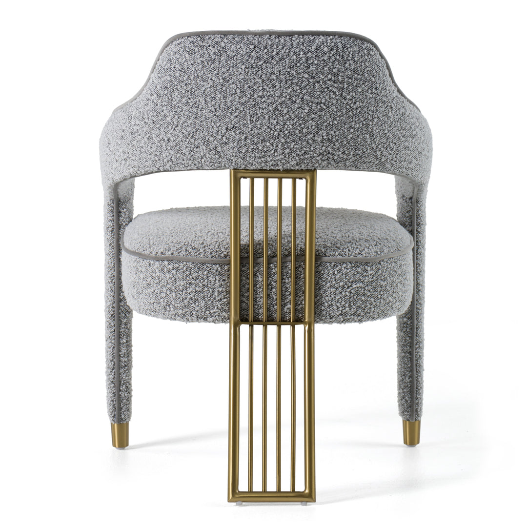 Kasem - Modern Grey Fabric  Gold Dining Chair