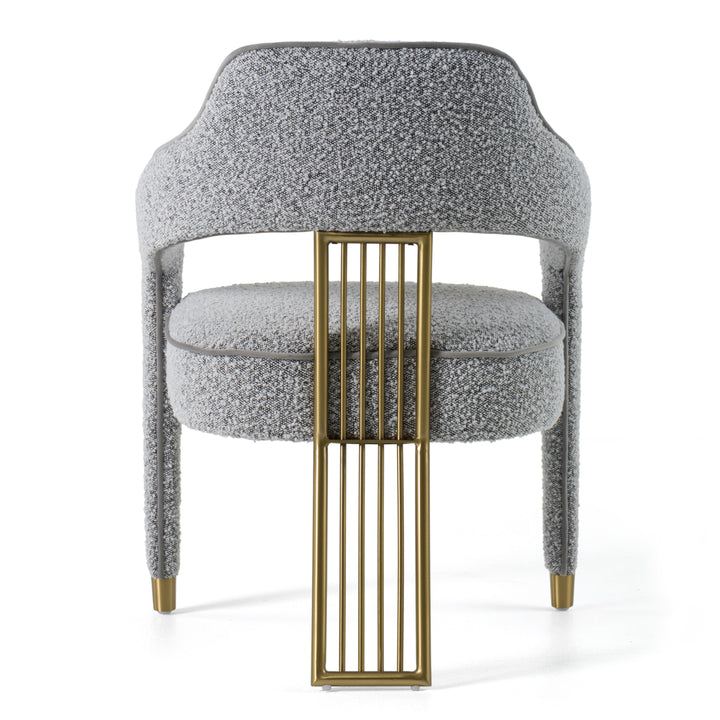 Kasem - Modern Grey Fabric  Gold Dining Chair
