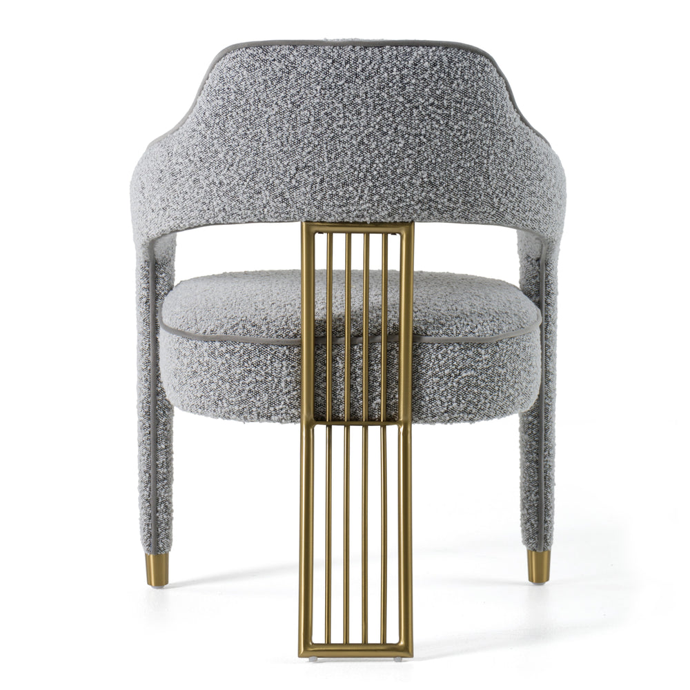 Kasem - Modern Grey Fabric + Gold Dining Chair - View 5