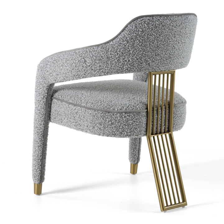 Kasem - Modern Grey Fabric + Gold Dining Chair