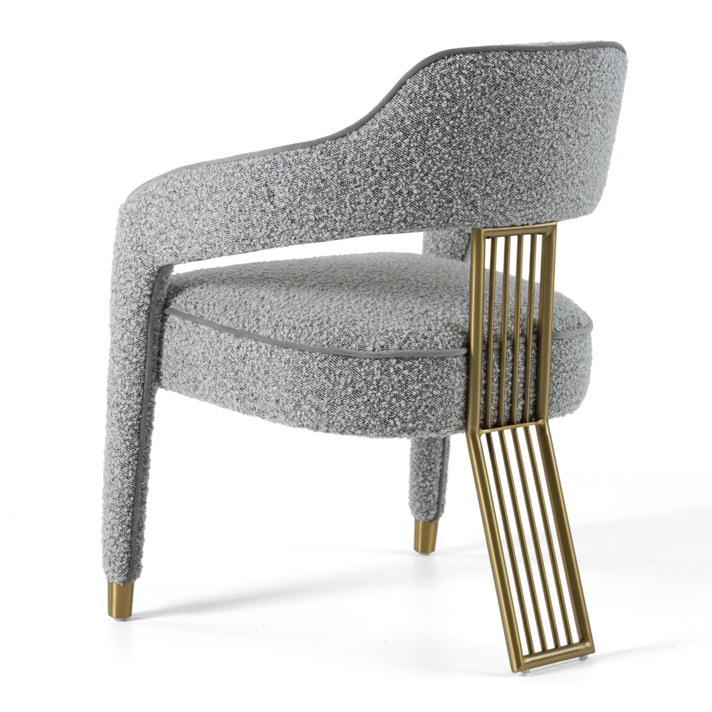 Kasem - Modern Grey Fabric + Gold Dining Chair - View 6