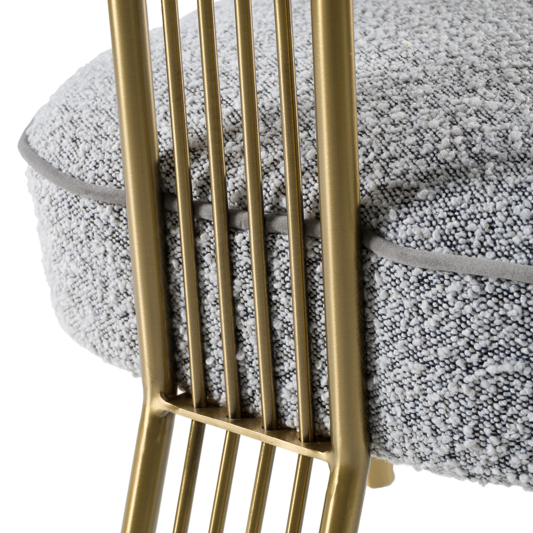 Kasem  Modern Grey Fabric + Gold Dining Chair