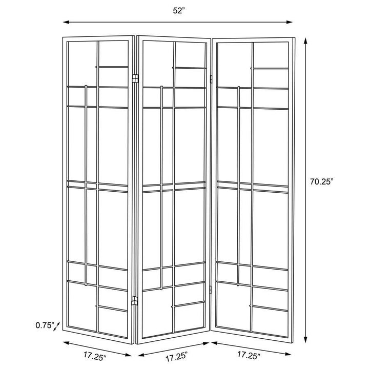 Katerina - 3 - Panel Room Divider Folding Shoji Screen - Cherry Room Divider modern furniture Contempo Furniture
