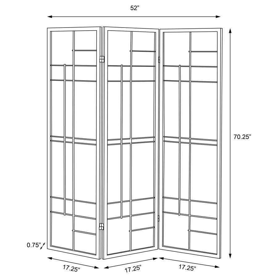 Katerina - 3 - Panel Room Divider Folding Shoji Screen - Cherry Room Divider modern furniture Contempo Furniture