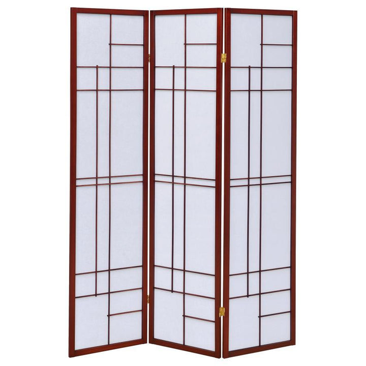 Katerina - 3 - Panel Room Divider Folding Shoji Screen - Cherry Room Divider modern furniture Contempo Furniture
