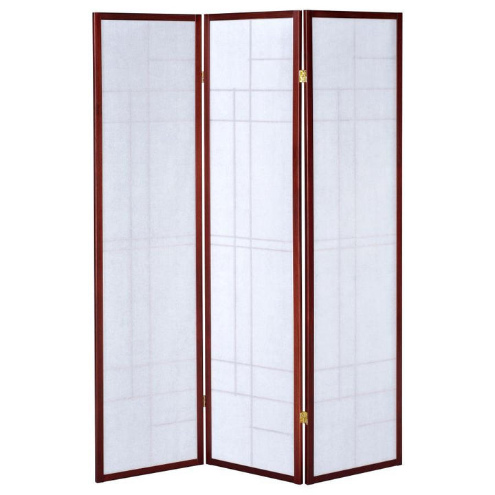 Katerina - 3 - Panel Room Divider Folding Shoji Screen - Cherry Room Divider modern furniture Contempo Furniture