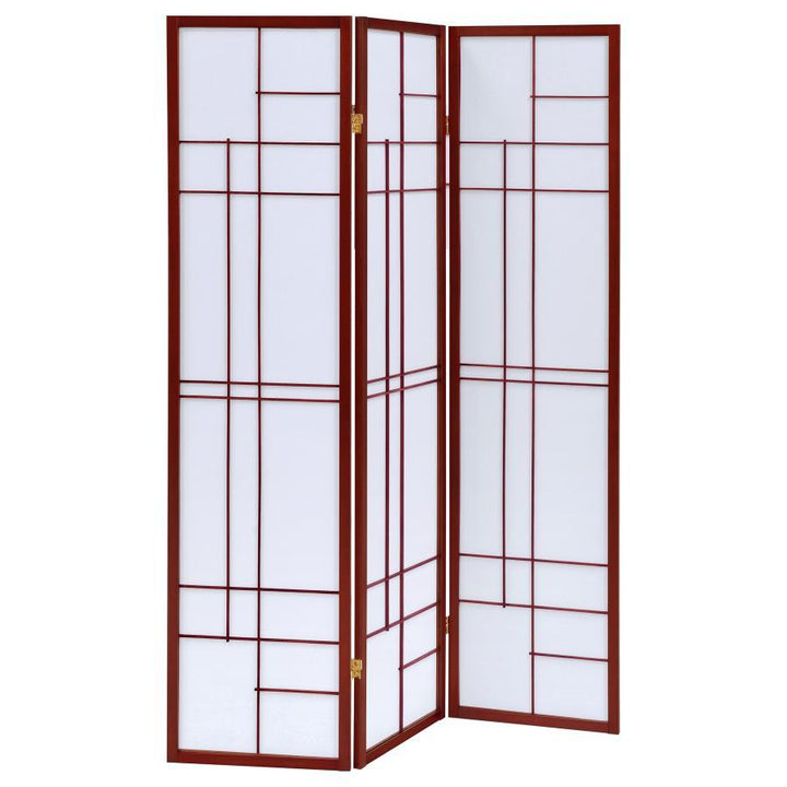 Katerina - 3 - Panel Room Divider Folding Shoji Screen - Cherry Room Divider modern furniture Contempo Furniture