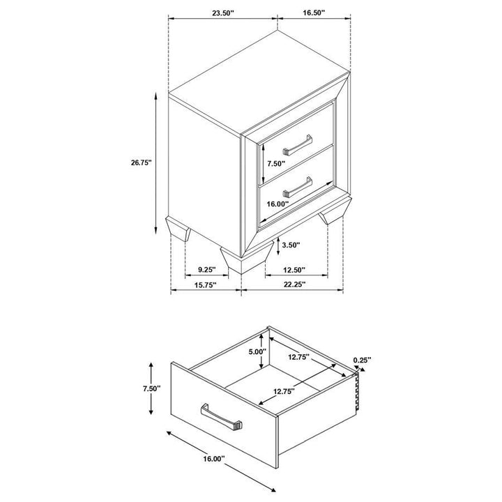 Kauffman - 2 - Drawer Nightstand - Dark Cocoa Accent Nightstand modern furniture Contempo Furniture