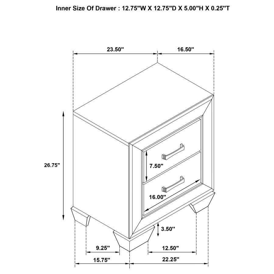 Kauffman - 2 - Drawer Nightstand - Washed Taupe Accent Nightstand modern furniture Contempo Furniture