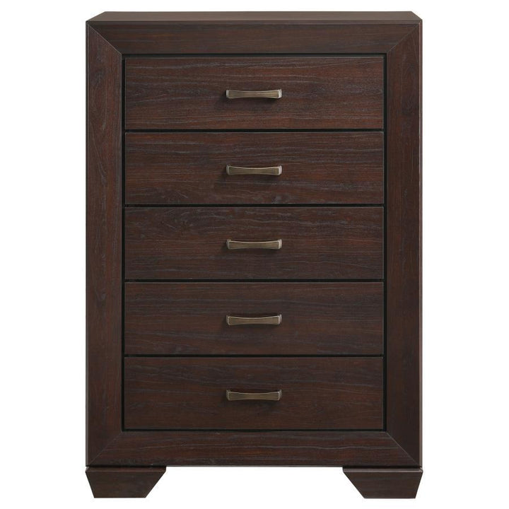 Kauffman - 5 - Drawer Bedroom Chest - Dark Cocoa Accent Chest modern furniture Contempo Furniture
