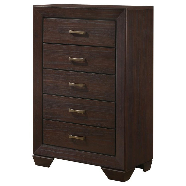 Kauffman - 5 - Drawer Bedroom Chest - Dark Cocoa Accent Chest modern furniture Contempo Furniture