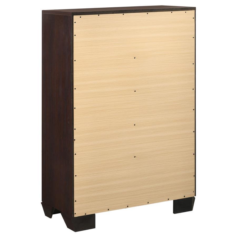 Kauffman - 5 - Drawer Bedroom Chest - Dark Cocoa Accent Chest modern furniture Contempo Furniture