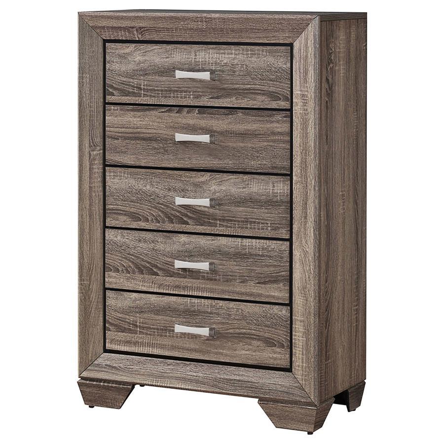 Kauffman - 5 - Drawer Bedroom Chest - Washed Taupe Accent Chest modern furniture Contempo Furniture