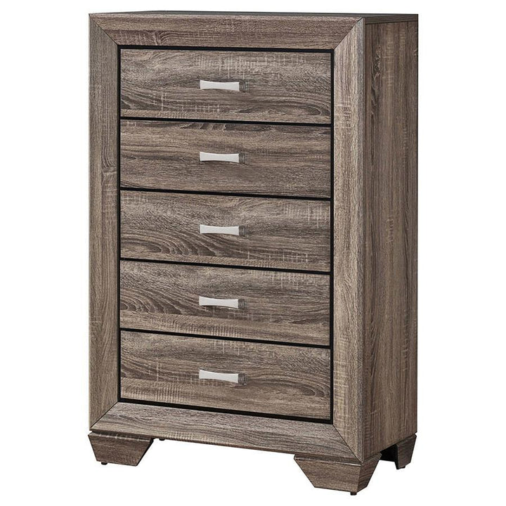 Kauffman - 5 - Drawer Bedroom Chest - Washed Taupe Accent Chest modern furniture Contempo Furniture