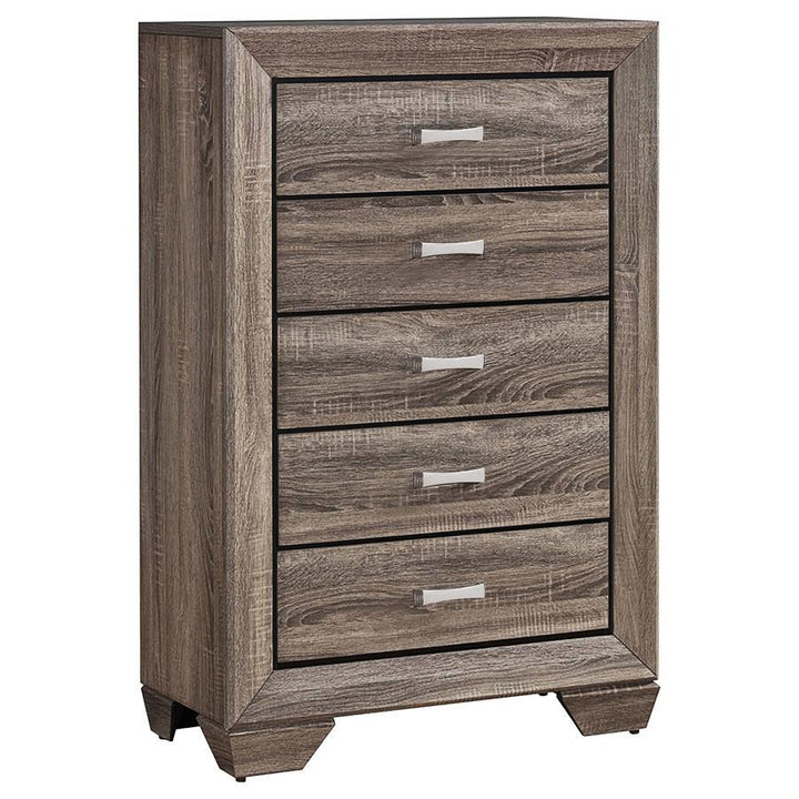 Kauffman - 5 - Drawer Bedroom Chest - Washed Taupe Accent Chest modern furniture Contempo Furniture