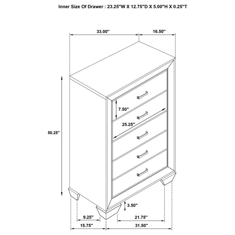 Kauffman - 5 - Drawer Bedroom Chest - Washed Taupe Accent Chest modern furniture Contempo Furniture