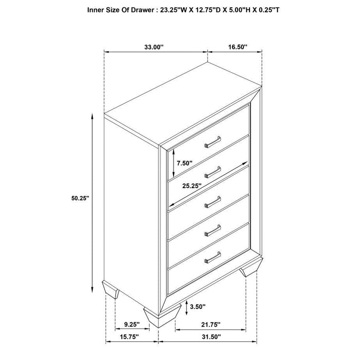 Kauffman - 5 - Drawer Bedroom Chest - Washed Taupe Accent Chest modern furniture Contempo Furniture